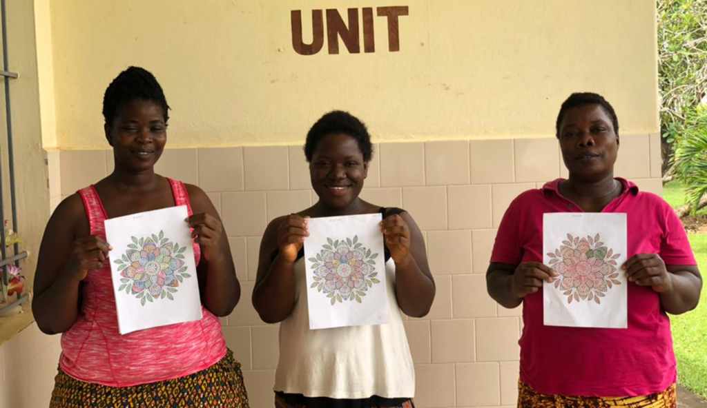 Drawing activities at Benedict Menni Mental Health Centre