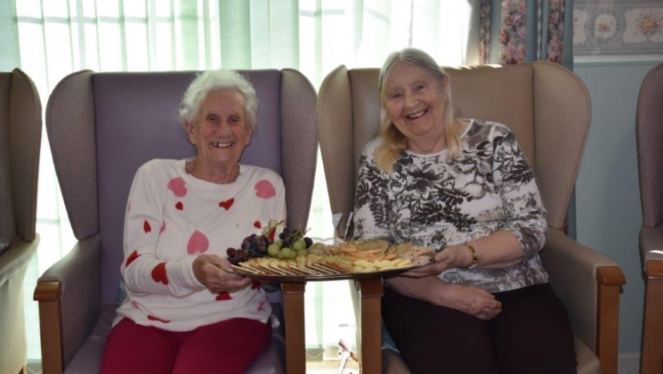 Cheese and wine with residents at Footherley Hall
