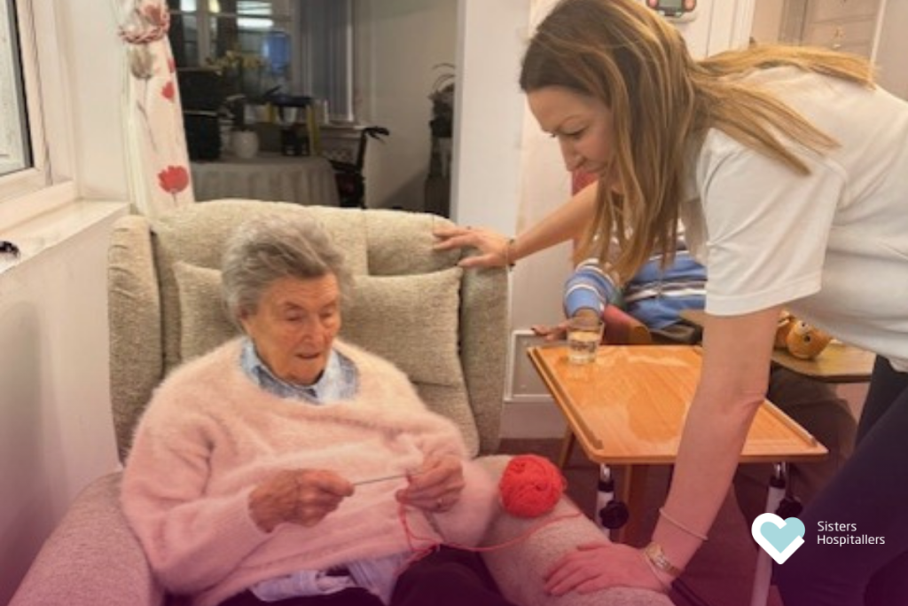 Knitting as part of meaningful activities at St Teresa’s Home