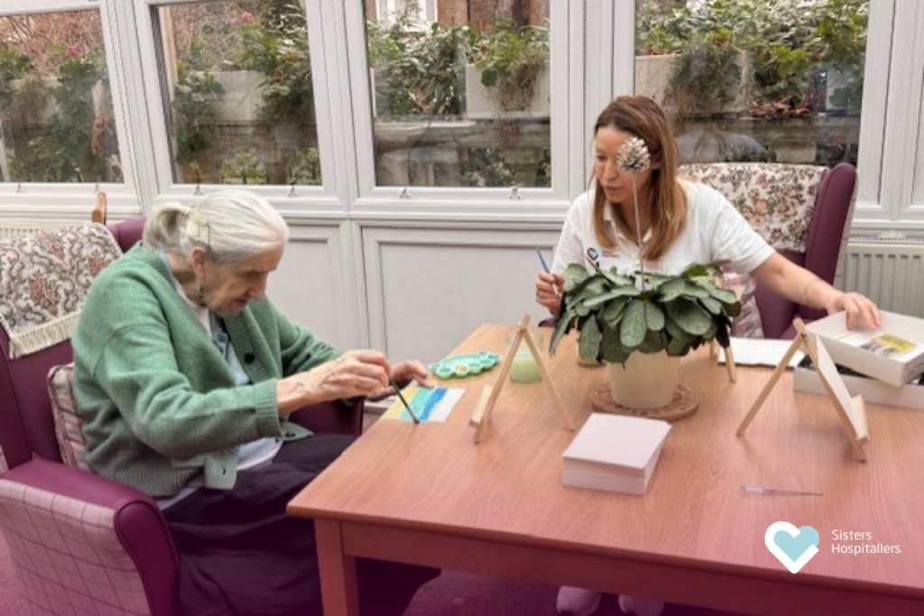 Painting session supporting wellbeing at St Teresa’s Home