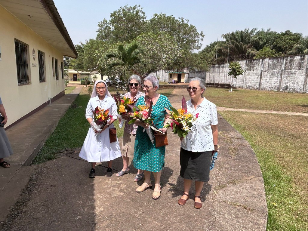 Sisters Hospitallers receiving a welcome during the Canonical Visit to St Benedict Menni Health Centre in Monrovia.