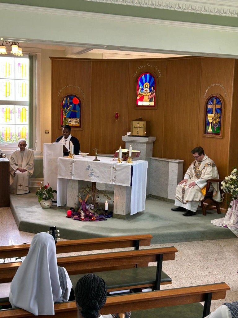 Reading during Mass of Our Lady of the Annunciation at Footherley Hall Care Home Shenstone